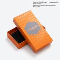 Boîte en carton rigide personnalisée de luxe avec logo pour l'emballage de smartphones et de coques de téléphone, boîte cadeau haut de gamme avec couvercle et base imprimés en UV orange