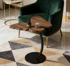 Mesa de Centro Moderna de Madera Maciza Estilo Wabi-Sabi con Forma de Mariposa para Sala de Estar y Dormitorio, Mesa de Centro Económica para el Hogar - Product Image 1