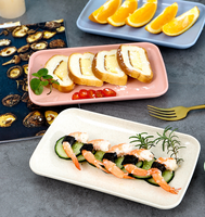 Assiettes à apéritif personnalisées en paille de blé, incassables, 8,3 pouces, rectangulaires, vaisselle en plastique pour pique-nique