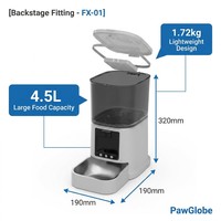 Distributeur automatique de nourriture pour animaux de compagnie FX-01 avec écran LCD, caméra HD 1080P, contrôle par application et double alimentation
