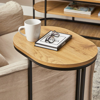 Table d'appoint moderne en fer rectangulaire en forme de C Table basse en bois MDF au design simple et léger pour hôtel ou salon
