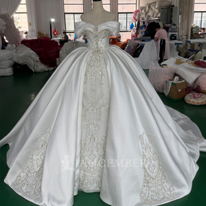 ชุดแต่งงานสีงาช้าง Mc049 ประดับคริสตัล ปักลายบาโรก ผ้าซาตินทรงบอลกาวน์ พร้อมชายกระโปรงยาว สำหรับพิธีแต่งงานทางศาสนาอย่างเป็นทางการ Jancember - Product Image 5
