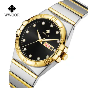 Aangepaste Wwoor 8885M Horloge Groothandel Markt Date Week Display Luxe Quartz Horloge Mannen Formele Horloges Voor Heren