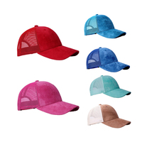 Dapat disesuaikan topi bisbol 6 Panel topi Trucker Suede dengan jaring dapat diatur topi olahraga Logo bordir dalam berbagai pilihan kain