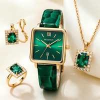Ensemble de 5 montres à quartz pour femmes, collection 2026, montre de luxe, bague, collier, boucles d'oreilles, strass, ensemble de montres tendance