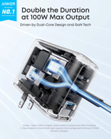 Anker 100W GaN Fast Charger 3-Port USB C Wall Charger dengan Layar Digital Pintar GaNPrime Power Adapter untuk MacBook iPhone iPad