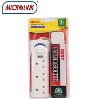 Kabel Stop Kontak BEST Desktop 6 Gang 3m UK dengan 3 Colokan dan 3 USB, Industrial IP66 UKCA 13A 250V