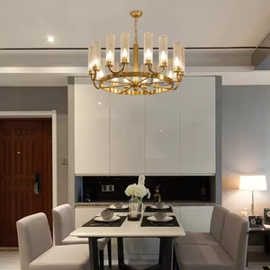 Suministro de fábrica Decoración para el hogar Araña Metal Latón Luz Dormitorio Moderno Nordic Glass Pendant Light - Product Image 4