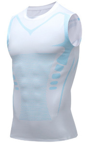 <span class=keywords><strong>T</strong></span>-<span class=keywords><strong>shirt</strong></span> <span class=keywords><strong>sans</strong></span> manches de compression pour hommes 180g tricoté avec logo personnalisé débardeur technique de <span class=keywords><strong>sport</strong></span> au design solide pour l'entraînement décontracté athlétique - Product Image 2