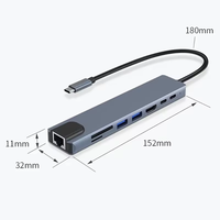 Hub USB-C de haute qualité 8 en 1, adaptateur multiport et station d'accueil USB-C 8 en 1 pour ordinateur portable MacBook