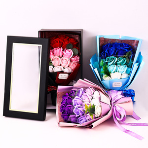 Cadeau pour la Saint-Valentin : 18 bouquets de roses en savon, boîte cadeau avec estampage à chaud, fleurs simulées comme cadeaux créatifs - Product Image 1