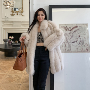 2023 nouveau Style mode femmes manteau de fourrure de renard réel Long moelleux manteau de fourrure hiver chaud véritable fourrure veste - Product Image 1