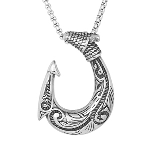 Vente en gros de bijoux vikings personnalisés pour hommes, pendentif en acier inoxydable à motif celtique, collier avec pendentif en forme d'hameçon - Product Image 1