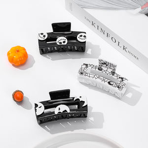 مشابك شعر أكريليك مستطيلة جديدة للأطفال بتصميم عيد الميلاد، إكسسوارات شعر للحفلات، بيع بالجملة في كرتون - Product Image 1