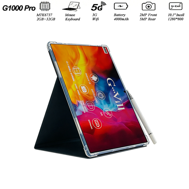 Low Price Wholesale OEM 10.1" Business Games Tablet G1000 Pro | 2GB+32GB | 2+5MP Camera | 4000mAh | WiFi 3G | Android10 Tablet
