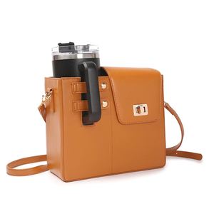 Sac bandoulière pour gobelet isotherme 40 oz d'extérieur, sac de rangement portable pour bouteille d'eau, sangle réglable, cadeau promotionnel en PU durable - Product Image 4