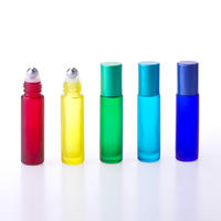 Flacons en rouleau dépoli coloré de 10ml, bouteilles en verre épais pour Massage, flacons tubes, récipients pour huiles essentielles et parfums