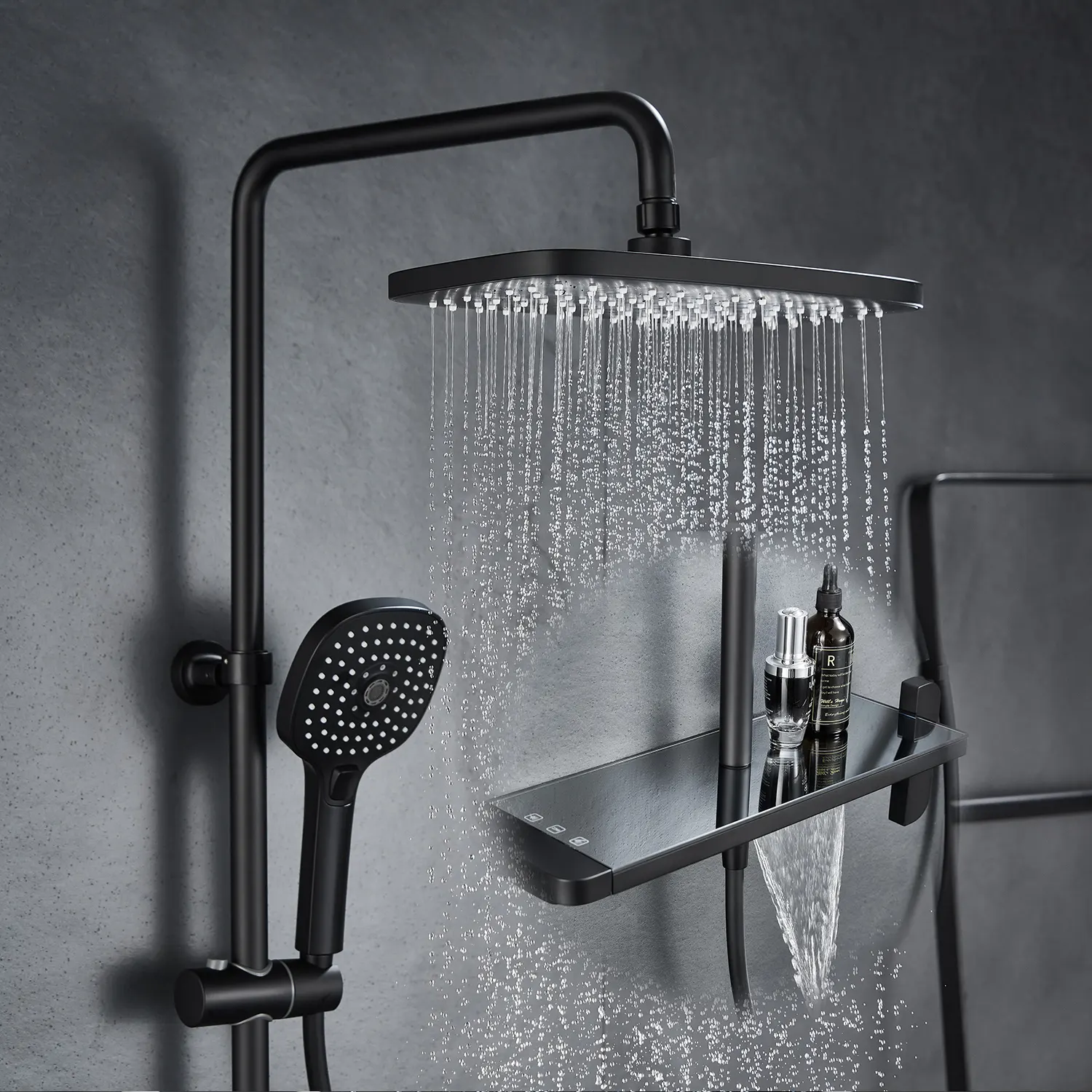 벽 산 목욕탕 비 샤워 총 회색 강우 목욕 체계 샤워 꼭지 및 꼭지 믹서
