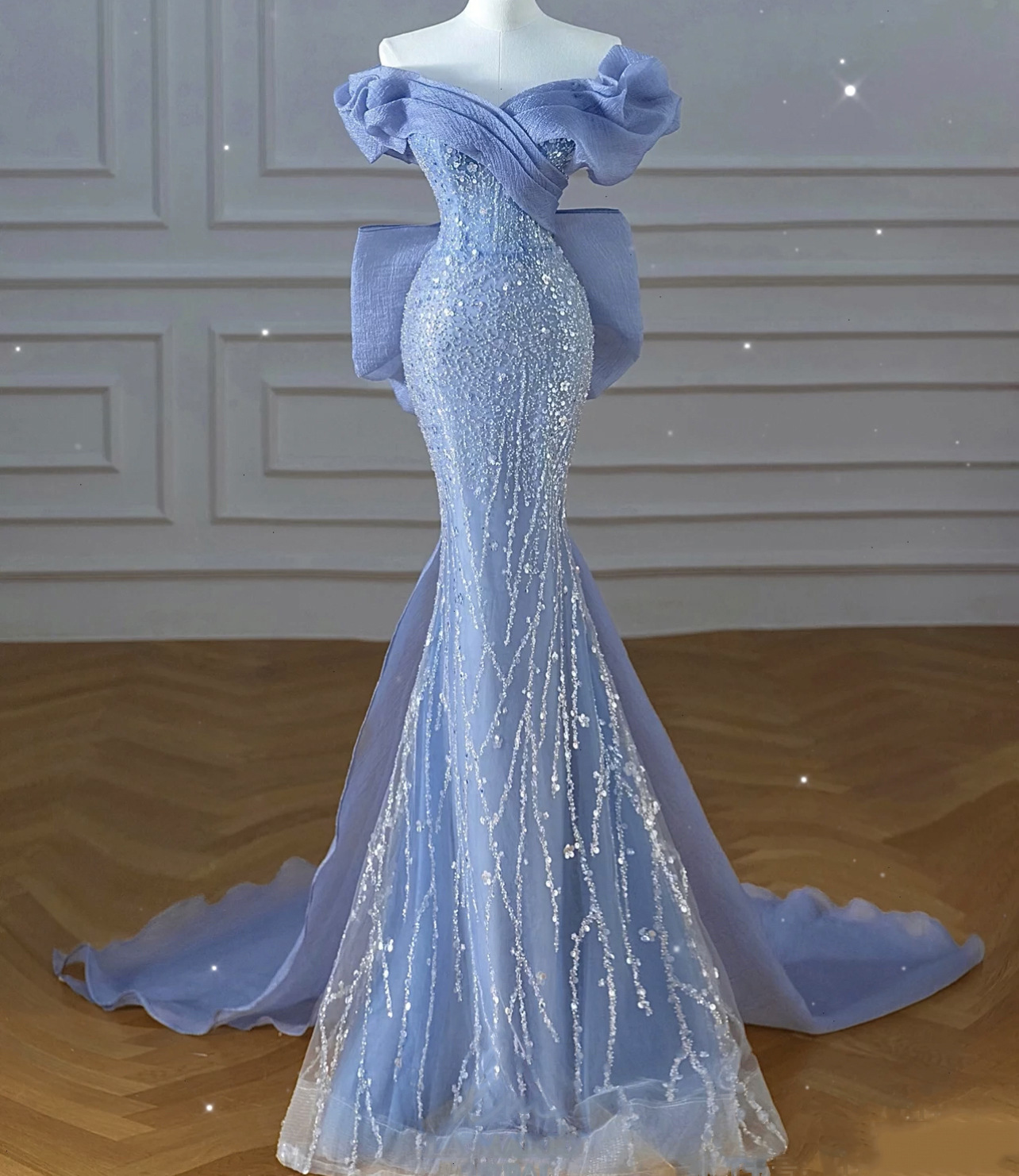 Luxury Women Light Blue Banquet Dress Wear Fishtail Dresses Mermaid Beading  Skinny Party Evening Dresses 1 Piece Natural Woven| Alibaba.com