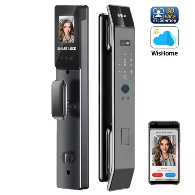 Wishome App Cerradura Inteligente 3D Face Smart Door Lock with Camera and Fingerprint Biometric Smart Door Locks