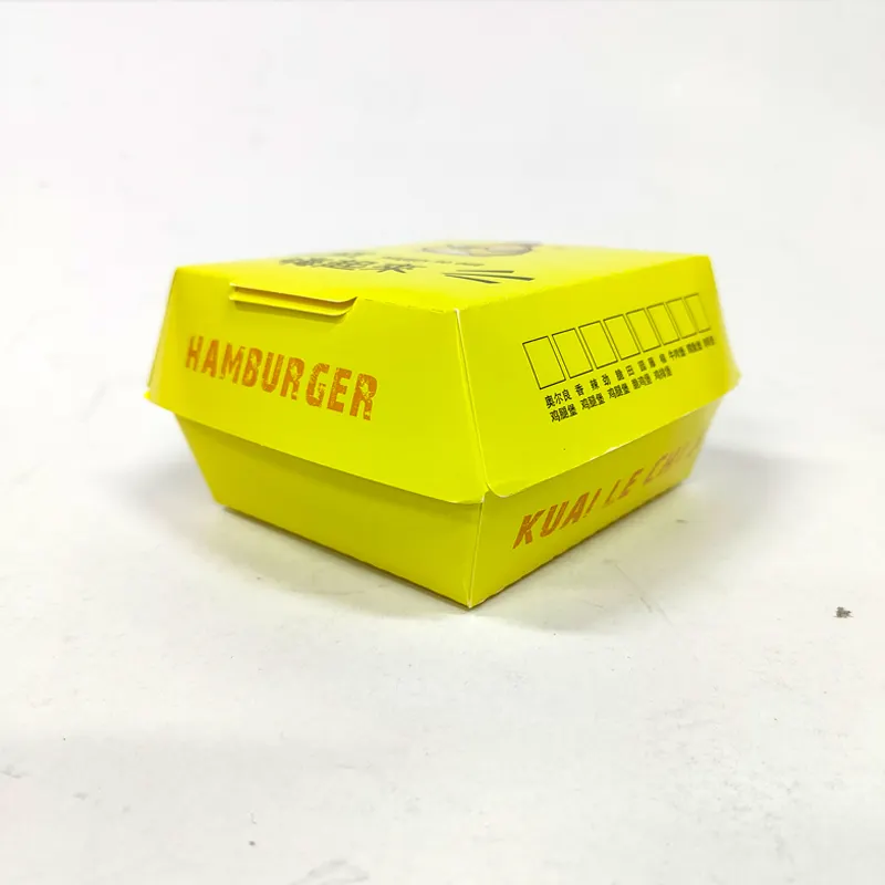 Benutzer definiertes Logo Weiße Kraftpapier-Burger box Hamburger Box Wellpappe verpackung Hersteller New Design Fast-Food-Box