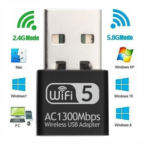 Adaptador Wifi <span class=keywords><strong>USB</strong></span> AC1300Mbps, Receptor <span class=keywords><strong>Ethernet</strong></span> Inalámbrico de Doble Banda de 5GHz, Dongle Wi-Fi, Tarjeta de Red para Computadora Portátil - Product Image 2