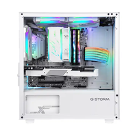 Casing komputer Desktop Gaming Mini ATX & MATX ITX, casing PC dengan kabinet jala logam dengan port Depan USB & Audio, terbuat dari plastik kaca