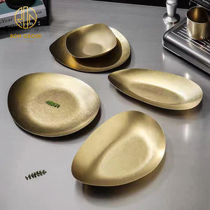 <span class=keywords><strong>Vajilla</strong></span> Irregular de <span class=keywords><strong>Melamina</strong></span> Dorada, Plato de Acero Inoxidable para Hotel, Restaurante, Cena, Cubiertos, Novedad - Product Image 1