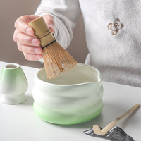 Vente en gros de bols à matcha en céramique de style japonais, OEM personnalisé, ensemble de fouets en céramique, ensemble d'outils pour le matcha
