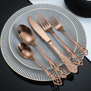 Ensemble de couverts en acier inoxydable Vintage <span class=keywords><strong>Palace</strong></span> Couverts gaufrés 4 pièces Western Vaisselle Couteau à steak Fourchette Cuillère - Product Image 3