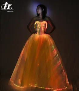 led light up fiber optic solid colors elegant A-line floor-length wedding dress