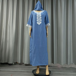 Robe Abaya d'été en coton rayonne Afrique Femmes Filles Robe avec foulard <span class=keywords><strong>Pegne</strong></span> Foulard musulman Robe Canga Kanga Daily Gown Clothing - Product Image 3