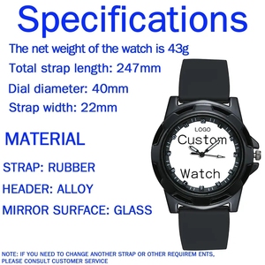 Tùy Chỉnh Của Riêng Bạn Thiết Kế Thương Hiệu Logo/Hình Ảnh Da Thạch Anh Màu Đen Đồng Hồ Cho Nam Giới Phụ Nữ Cá Nhân Đồng Hồ Tùy Chỉnh Đồng Hồ - Product Image 2