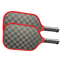 Raquette de pickleball en fibre de verre 16 mm 419x190 mm 225 g Logo personnalisé Vente en gros Raquette d'entraînement professionnelle pour adultes Qingwan Rouge