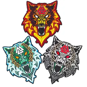 New Design Fashion 3D high quality embroidered fabric chenille patches custom wolf embroidery patches