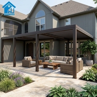 Pergola de luxe en aluminium Sweet Home avec toit à lames motorisé, résistante aux intempéries, pavillon extérieur bioclimatique, pare-soleil pour villa, patio 4x4