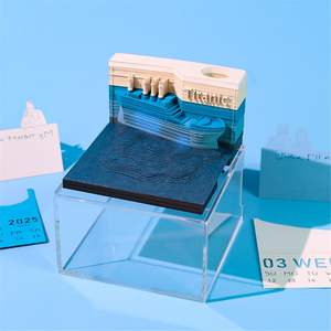 Calendario de escritorio 3D 2026, modelo de barco, Bloc 3D de notas, notas de papel con portalápices, artesanía de papel LED para escuela, oficina y hogar - Product Image 1