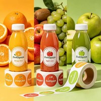 Rollo de Etiquetas Adhesivas Transparentes Personalizadas a Prueba de Agua para Botellas de Vino, Jugo, Té, Café y Bebidas