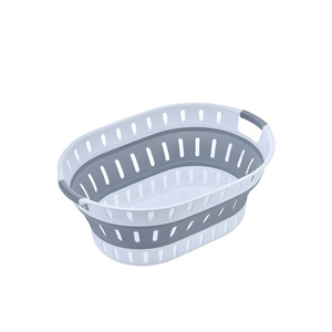 Cesto de Ropa Plegable de Plástico Hueco al por Mayor de Fábrica con Asa, Cesto de Almacenamiento de Ropa Sucia para el Hogar, Moderno y Minimalista, Ovalado - Product Image 4