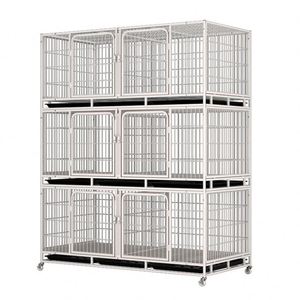 Jaula para Mascotas de Hierro, Caseta para Animales Pequeños de 3 Pisos y 6 Puertas, Transpirable, de Tubo Cuadrado de Acero, Cierre Sólido a Presión, Tamaño y Color Personalizables - Product Image 1