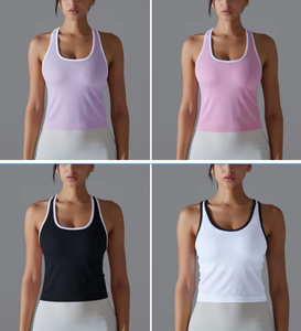 Haut débardeur à dos nageur en tricot côtelé haute performance gilet à coupe ajustée à haute élasticité sport course <span class=keywords><strong>Fitness</strong></span> vêtements de yoga débardeur - Product Image 6