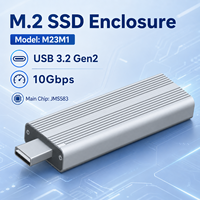 Carcasa para SSD NVMe M.2 con Conector USB-C Integrado, 10Gbps USB3.2 Gen2, Aluminio, 2230-2280, 2TB, Multi-OS, Disco Duro Externo Portátil