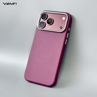 Étui de téléphone en cuir végétalien VAWI V-L06 pour iPhone 13 14 15 16 17 18 Pro Max, chargement magnétique sans fil, finition mate, toucher doux