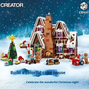 Juego de bloques de construcción de casa de pan de jengibre de Papá Noel transfronterizo de juguete de plástico DIY a escala 1:36 para la temporada de vacaciones de los niños - Product Image 3
