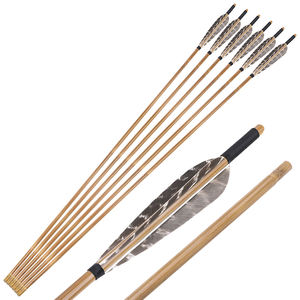 Tiro con l'arco albero della freccia di bambù naturale da 33 pollici OD 8mm con piuma di tacchino da <span class=keywords><strong>5</strong></span> pollici per arco da caccia da 20-70 libbre freccia di bambù fai da te - Product Image 6