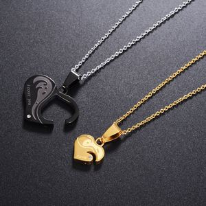 Fashion Stainless Steel Puzzle Couple Necklace Valentine's Day Gift <b>Titanium</b> Steel Pendants Necklace for Couple Men Women - Product Image 2