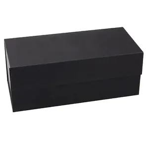 Grosir Pabrik Kertas hitam mewah kemasan karton kaku kotak hadiah penutupan magnetik