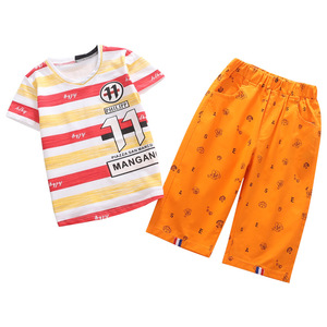 Ensemble de vêtements décontractés d'été pour garçons en coton, pantalon court de sport pour enfants, vente en gros - Product Image 1