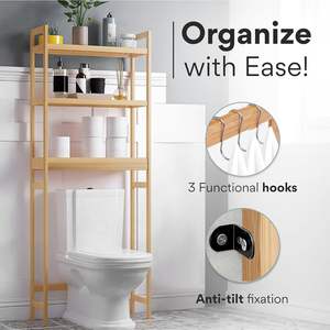 Banyo raf evrensel banyo tuvalet üzerinde depolama dolabı kolay montaj tuvalet raf organizatör düzenli banyo için - Product Image 3