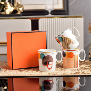 Minimalist Color Block Ceramic Coffee Mug Bone China Dishwasher & Microwave Safe Gift <b>Box</b> Packaging Great Gift - Product Image 1